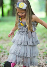 Lovely Tulle Square Neckline Tea-Length A-line Flower Girl Dress with Lace BM bride