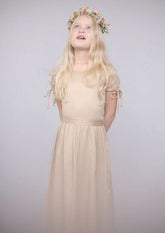 Elegant Lace Bateau Neck Ankle-Length A-line Flower Girl Dress with Waistband BM bride