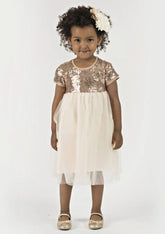 Charming Tulle Bateau Neck Tea-Length A-line Flower Girl Dress with Sequins/Paillettes BM bride