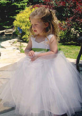 Sweet Tulle Sweetheart Neck Ankle-Length A-line Flower Girl Dress with Waistband BM bride