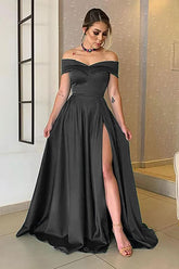 Off-the-Shoulder Split Prom Dress Long BM bride