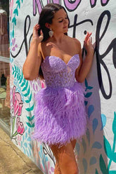 Stylish Sky Blue Corset A-Line Ruffle Homecoming Dress BM bride