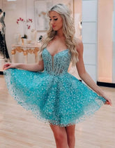 Elegant One Shoulder Sleeveless Sequined Fitted Homecoming Dress BM bride