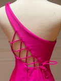 Elegant Pink Mermaid One Shoulder Long Prom Dress BM bride