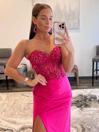 Stunning Sheath Strapless Sweetheart Long Prom Dress with Slit BM bride