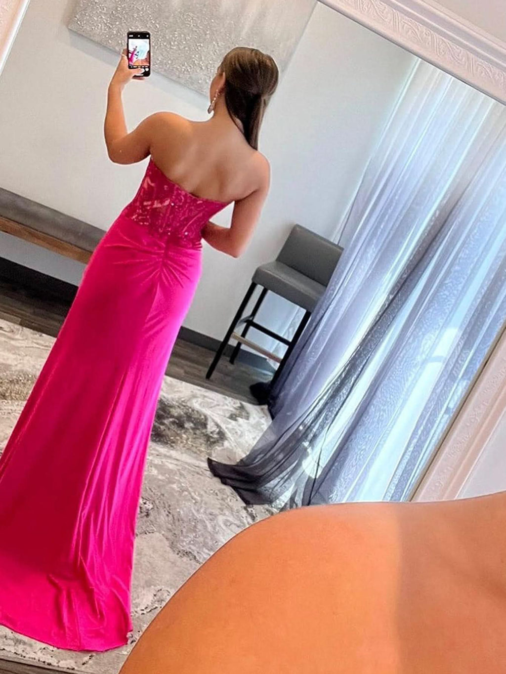 Stunning Sheath Strapless Sweetheart Long Prom Dress with Slit BM bride