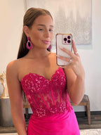 Stunning Sheath Strapless Sweetheart Long Prom Dress with Slit BM bride