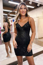 Sparkly Royal Blue Sequined Corset Short Homecoming Dress
