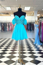 Romantic Lavender Off the Shoulder Corset Homecoming Dress with Lovely Ruffles BM bride