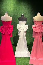 White Strapless Tight Short Homecoming Dress with Bowknot Bmbride
