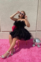 Sweet Blue A-Line Strapless Ruffled Short Homecoming Dress BM bride