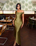 Off the Shoulder Sleeveless Mermaid Long Prom Dress With Pleated