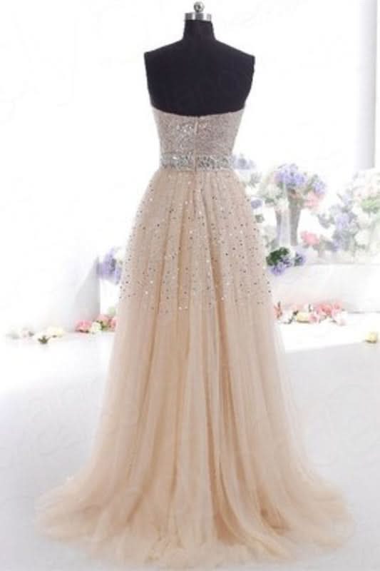 Sweetheart Sequins Long Prom Dress BM bride