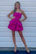 Fuchsia Tiered Sweetheart Short Homecoming Dress With Bow Bmbride