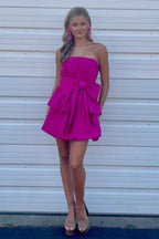 Fuchsia Tiered Sweetheart Short Homecoming Dress With Bow Bmbride