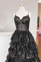 Lovely A-Line Spaghetti Straps Tiered Lace Prom Dress BM bride