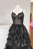 Lovely A-Line Spaghetti Straps Tiered Lace Prom Dress BM bride
