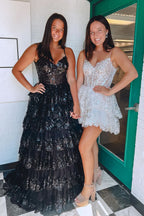 Lovely A-Line Spaghetti Straps Tiered Lace Prom Dress BM bride