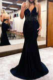 Exquisite Mermaid Spaghetti Straps Beaded Satin Prom Dress BM bride