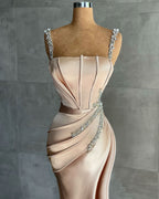 Straps Mermaid Appliques Bead Prom Dress BM bride