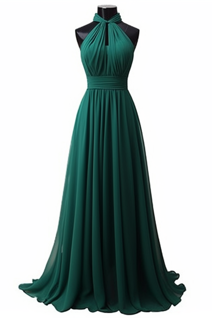 Chiffon Prom Dress Halter Purple Sleeveless Long Pleated Ruffles
