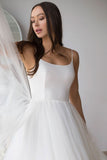 Spaghetti Strap Long Tulle Wedding Dress BM bride
