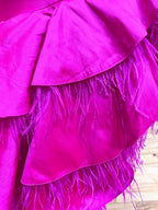 Lovely Fuchsia A Line V Neck Irregular Long Prom Dress BM bride