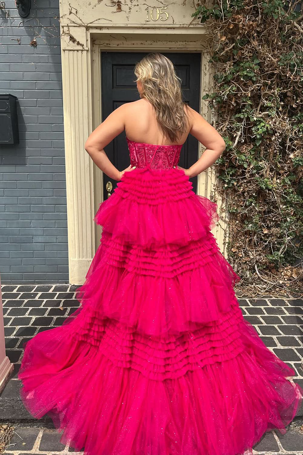 Adorable A-Line Sweetheart Tiered Long Tulle Prom Dress BM bride