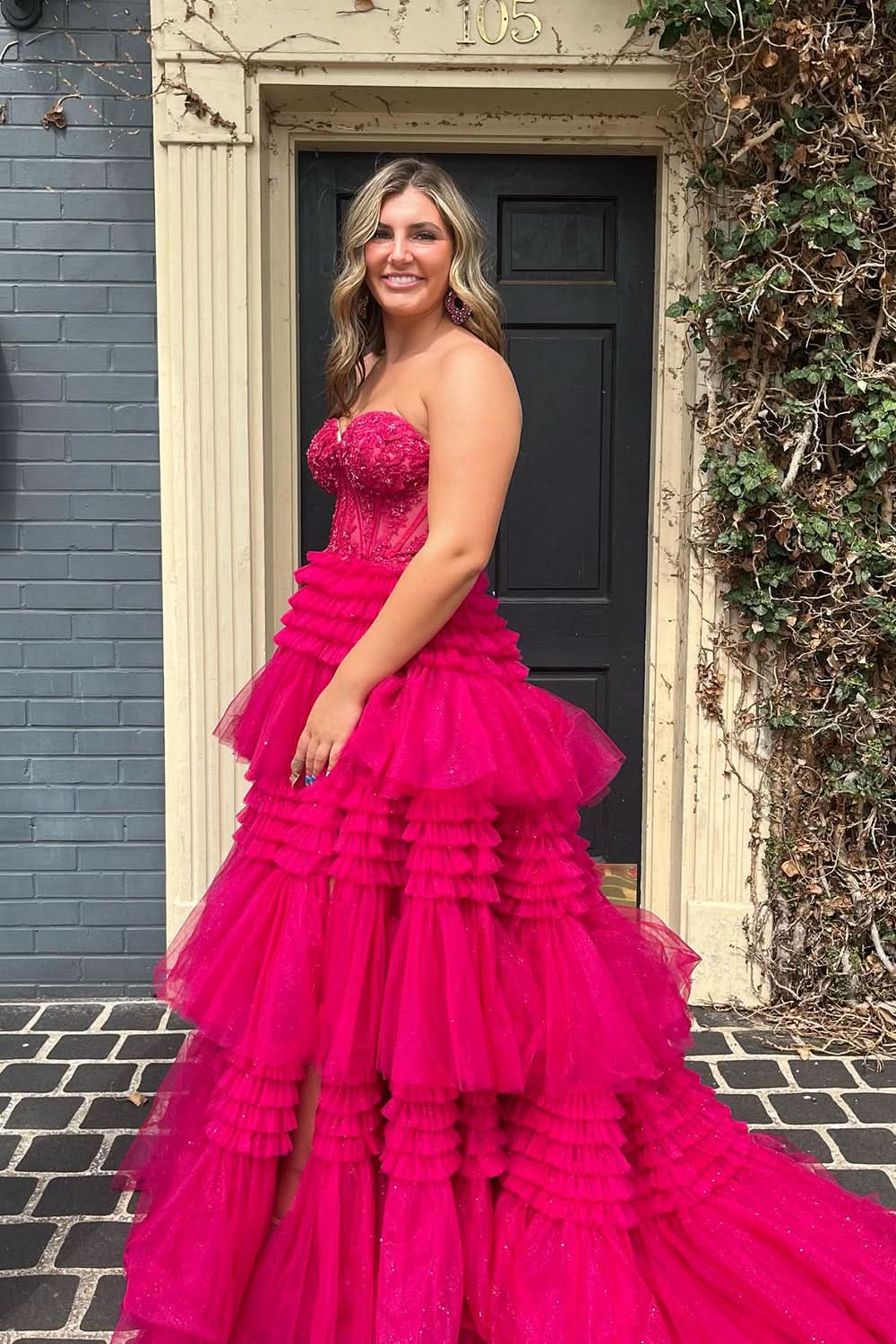 Adorable A-Line Sweetheart Tiered Long Tulle Prom Dress BM bride