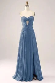 Gorgeous Fuchsia Strapless Cut Out Draped Pleated Prom Dress BMBRIDE