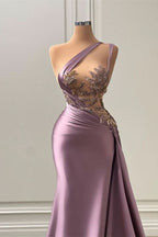 Purple Sleeveless Prom Dress with Strapless Pleated Beadings BM bride
