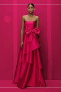 Chic Strapless Sleeveless Long Prom Dress With Pleated Bowknot