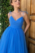 Elegant Blue Spaghetti-Straps Sweetheart Short Prom Dress BM bride