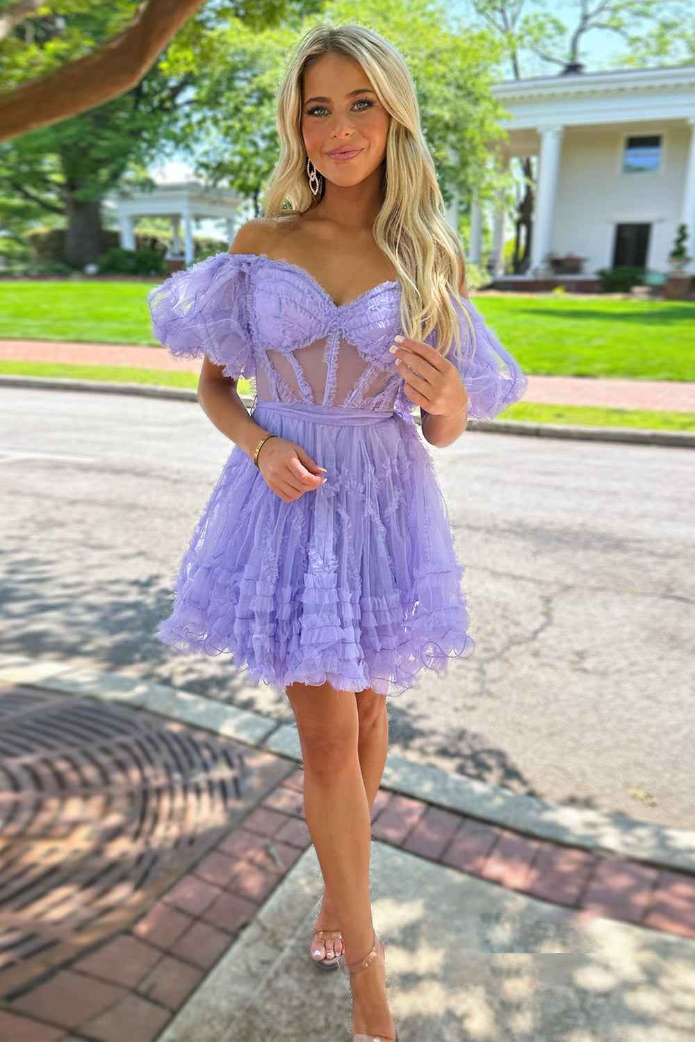 Light Pink Corset A-Line Short Homecoming Dress Bmbride