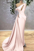 Lilac Off-the-Shoulder Sleeveless Mermaid Prom Dress with Rhinestones BM bride