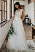 Sleeveless Lace Boho Wedding Dress BM bride