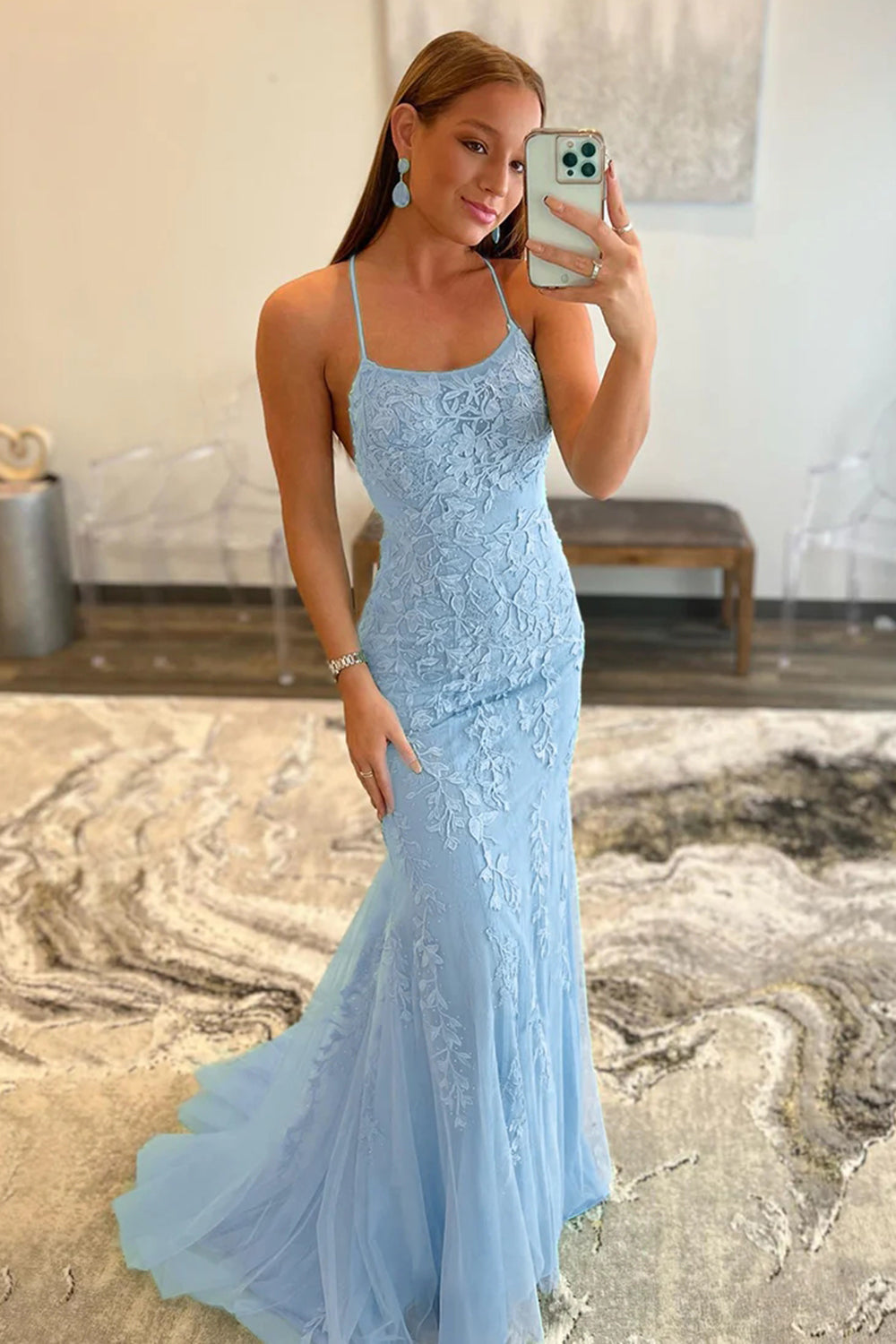 Alluring Navy Blue Sequin Mermaid Long Prom Dress with a Daring Back Cut BM bride