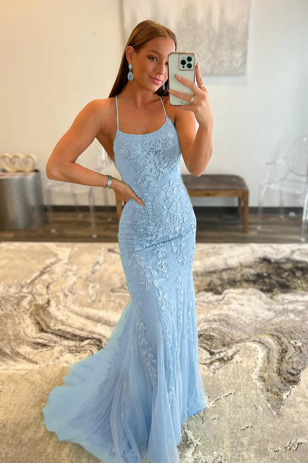 Alluring Navy Blue Sequin Mermaid Long Prom Dress with a Daring Back Cut BM bride