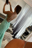 Alluring Navy Blue Sequin Mermaid Long Prom Dress with a Daring Back Cut BM bride