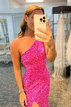 Glamorous Glitter Black Sequins Long Prom Dress with Slit BM bride
