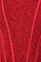 Fuchsia Strapless Corset Mermaid Long Satin Prom Dress with Slit