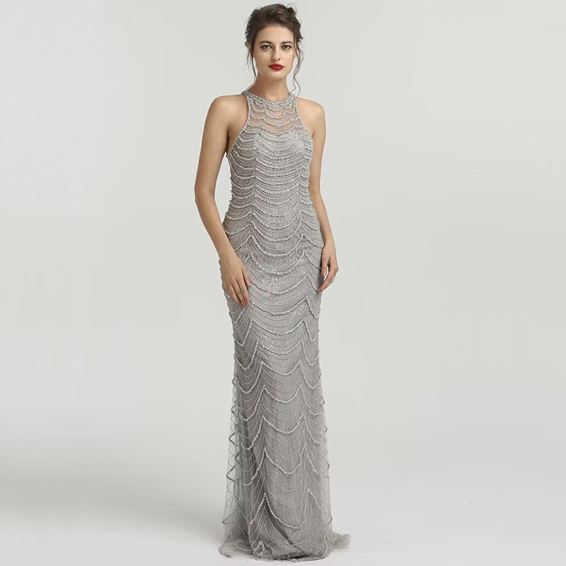 Black Sequin Tulle Mermaid Prom Dress with Sleeveless Design BM bride
