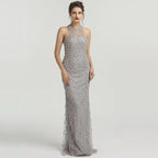 Black Sequin Tulle Mermaid Prom Dress with Sleeveless Design BM bride