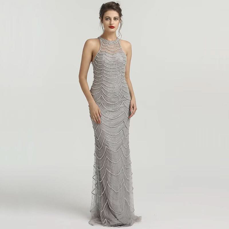 Black Sequin Tulle Mermaid Prom Dress with Sleeveless Design BM bride