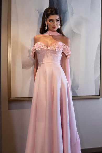 Off the Shoulder Strapless Sleeveless Long Prom Dress With Appliques