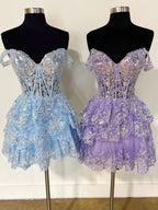 Sweetheart Tiered A-Line Short Homecoming Dress BM bride