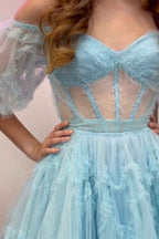 Royal Blue Corset A-Line Short Homecoming Dress Bmbride