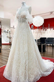 Long Sleeve A-Line Sweetheart Wedding Dress with Tulle Lace Appliques BM bride