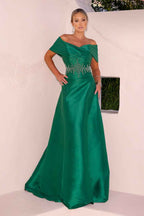 Off the Shoulder Strapless Sleeveless Long Prom Dress With Appliques