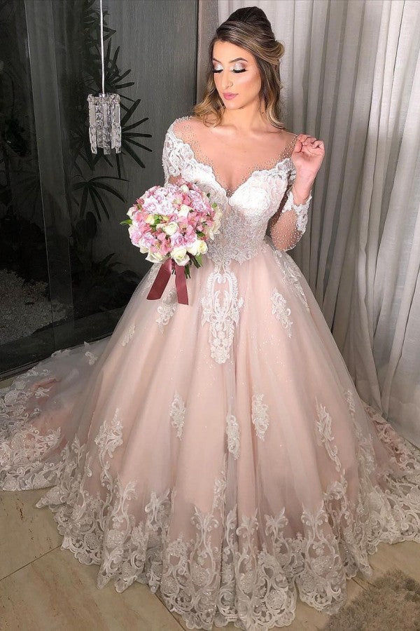 Off-the-Shoulder Sweetheart Wedding Dress Backless With Appliques Lace Ruffles Tulle BM bride
